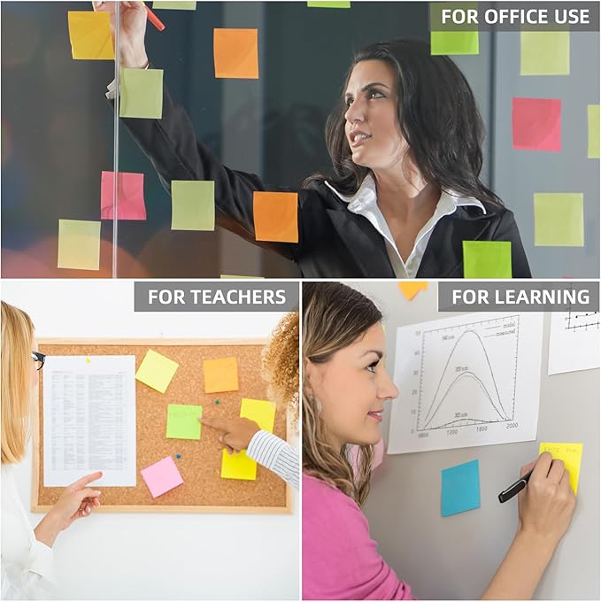 (24 Pads) Sticky Notes 3x3 Inches,Bright Colors Self-Stick Pads, Easy to Stick for Home, Office, Notebook