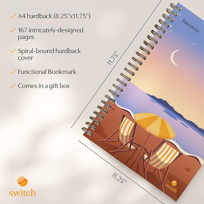 Switch Research Emotions Journal - Self Care Journal - Psychologist-Backed Manifestation Journal - Therapist Recommended Affirmation Journal - Beautiful Self Care Journal for Women - Size: A4