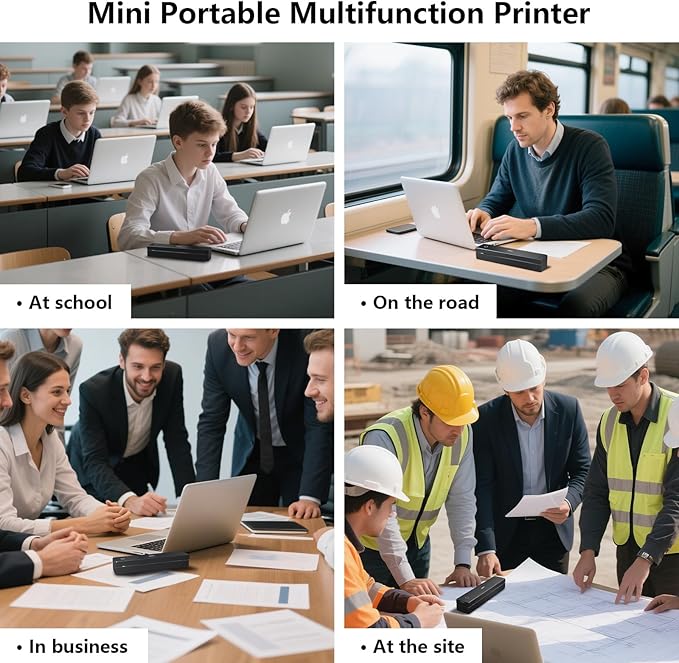 Portable Printer Wireless for Travel, Small Bluetooth Thermal Inkless Printer Support 8.5×11" US Letter Thermal Paper, Mobile Printing for Office, Car, Home, Compatible with iOS, Andorid & Laptop