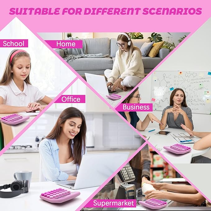 Gradient Pink Calculator, Big Button Calculator with Large LCD Display, Hot Pink Office Desk Accessory for Offices, Schools, Homes and Businesses