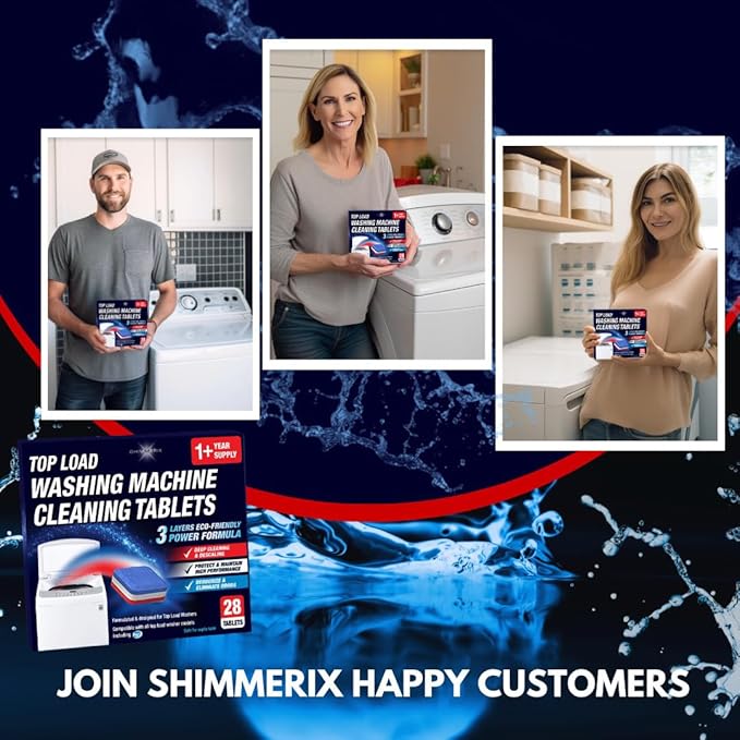 Washing Machine Cleaner Tablets Top Load 28 Pack & Dishwasher Cleaner Deodorizer Descaler Tablets 28 Pack Bundle - 1 Plus Year Supply - Septic Safe Eco Friendly Formula
