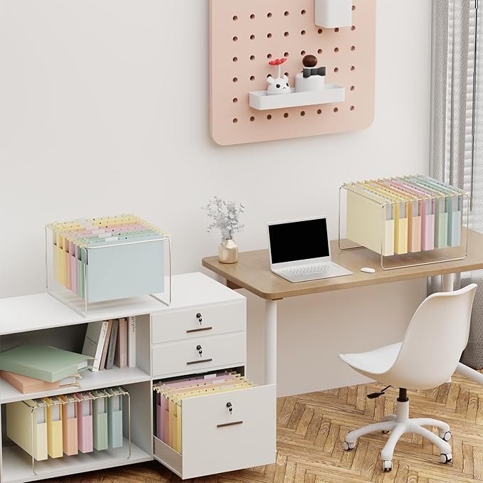 Plastic Hanging File Folders Letter Size,1 Inch Expansion,12 Pack Reinforced Heavy Duty Hanging Folders,File Cabinet Folders,Adjustable Tabs,Expandable Hanging File Folder,Pastel Color