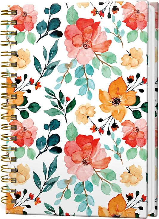 Spiral Notebook Journal for Women Men, A5 Hardcover Journal, 120 Pages Thick Paper, College Ruled Writing Notebook for School, Work & Office 8.3'' × 5.9''(Colorful Floral)
