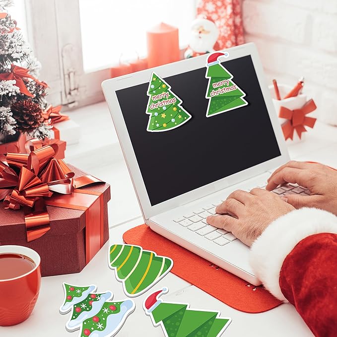 48 PCS Christmas Tree Sticky Note Christmas Note Pads Work Study Notes, 960 Pieces of Christmas Tree Self Adhesive Removable Memo Pads 12 Styles, 20 Sheets Each for Labels