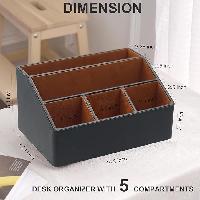 Desk Organizer, Mail Organizer Countertop, Bills Organizer, Mail Sorters, Magazine Holder, Desk Organizer and Accessories for Office Supplies, Brown, Black