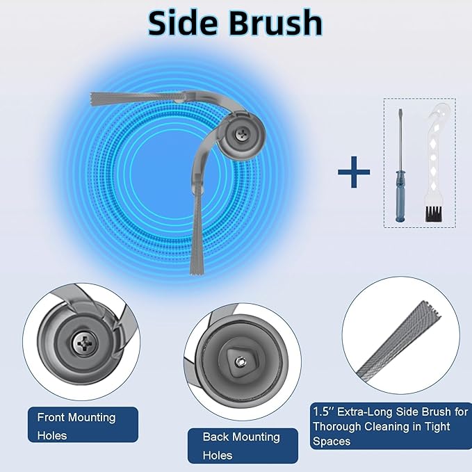 Bluearks 24Pcs Replacement Parts for Roborock Qrevo Curv/Curv S5X/Qrevo Edge/Edge S5A/Qrevo S5V Vacuum Cleaner Accessories,1 Main Brush 4 Side Brush 4 Hepa Filters 6 Vacuum Bags 6 Mop Pads