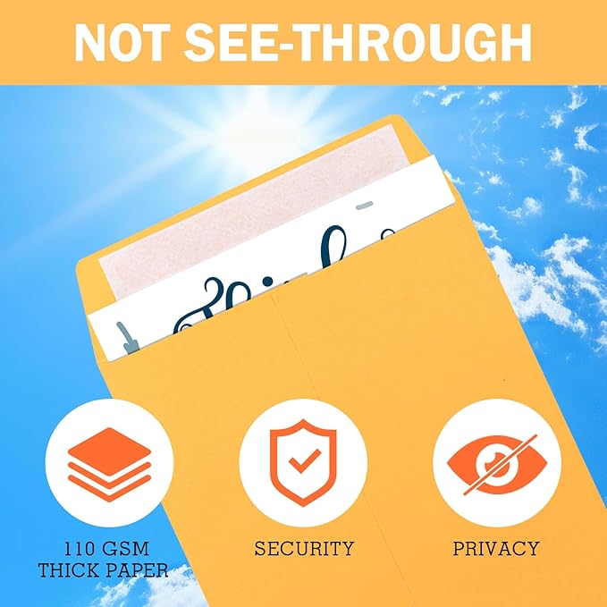 6x9 Self-Seal Envelopes 50 Pack - Manilla Catalog Mailing Envelopes for Photos, Cards, Documents