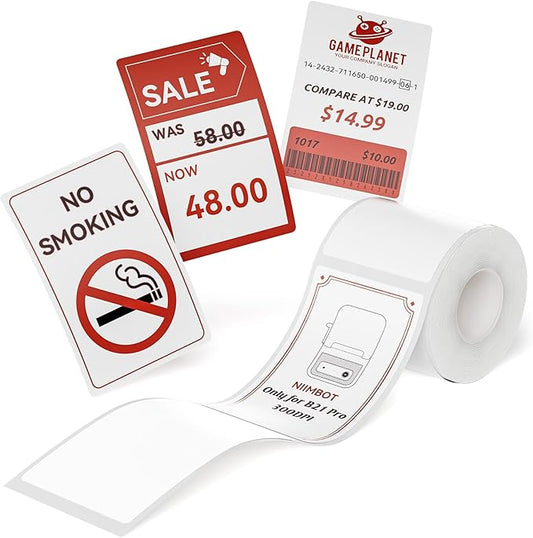 NIIMBOT Red&Black Labels, Refill Sticker Papers Only for B21 Pro 300DPI Label Maker, Dual Color Printing Stickers Good Idea for Schools,Business,Price Tags,Baking(2''x3.15''/50x80mm)