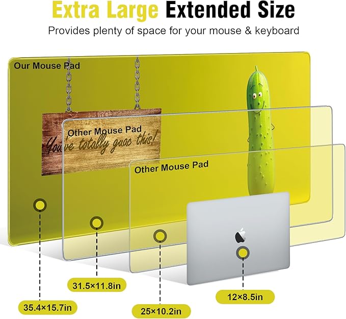 Cute Pattern & Funny Text Mouse Pad, 35.4x15.7in Extra Large Mousepad, Waterproof & Soft Comfort Surface Full Desk Mouse Pad Keyboard Mat, Multi-Functional Desk Mat for Office Home Gaming