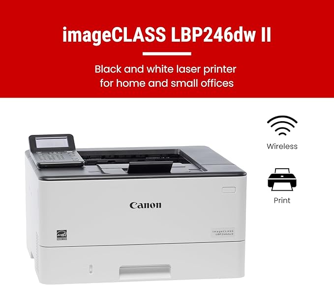 Canon imageCLASS LBP246dw II - Monochrome Duplex, Wireless Laser Printer, Single Function, with 1 Year Limited Warranty, 42 PPM
