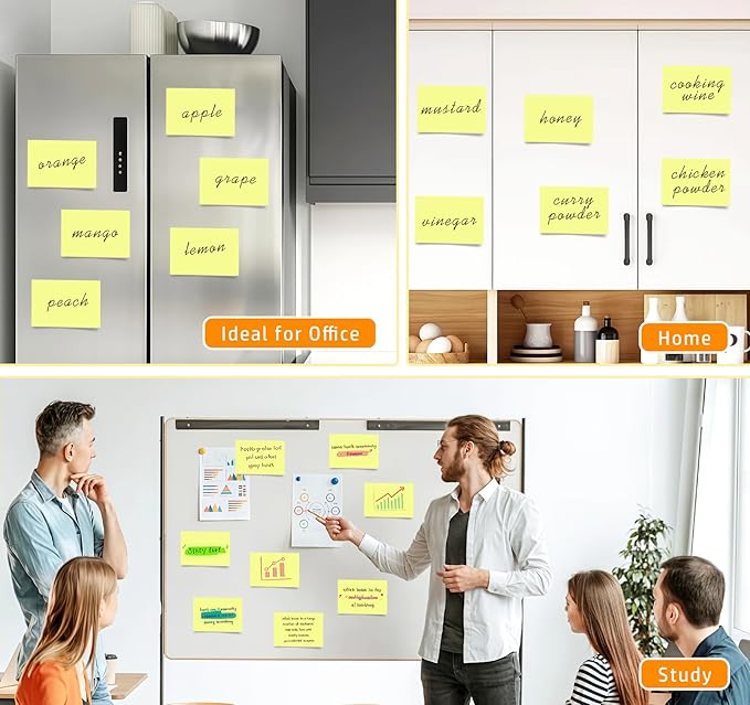 4 x 6in Yellow Sticky Notes Large,400pcs Recyclable Sticky Notes,8 Pack Notes Pads Memo Pads,Strong Self-Adhesive Notes, Bulk Large Pads Easy to Post Notes for Home School Office Desk Accessories