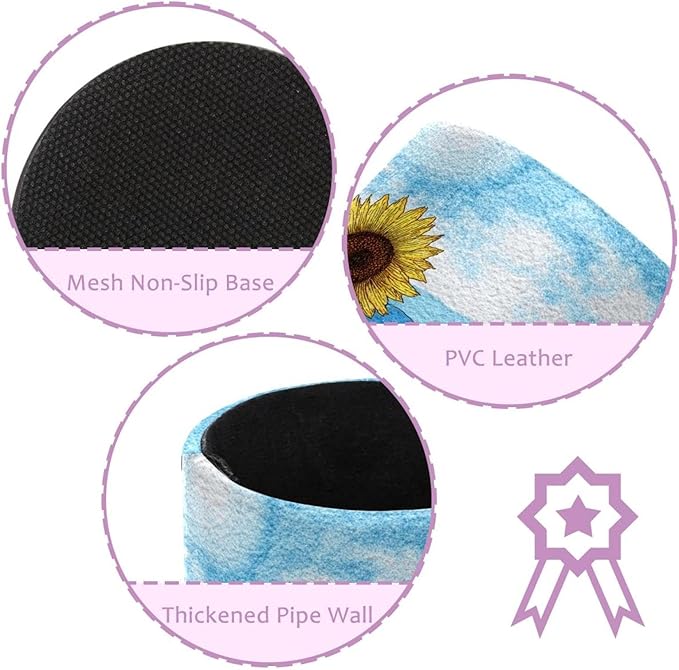 Watercolor Art Sunflower Circular Pen Holder, Pen Cup Makeup Brush Holder, Design for School, Home and Stationary Supplies (3.9 x 3.1 Inches)