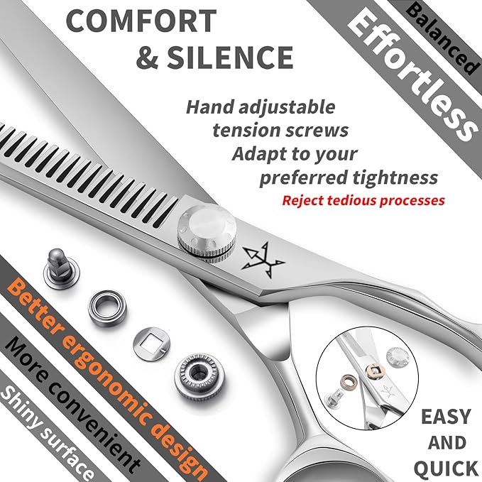 High-end Professional Hair Scissors Thinning Shears Barber Hair Cutting Teeth Shears Hairdressing Texturizing Scissor 6 Inch Stainless Steel Alloy For Women Men Kids Salon Hairdresser & Home