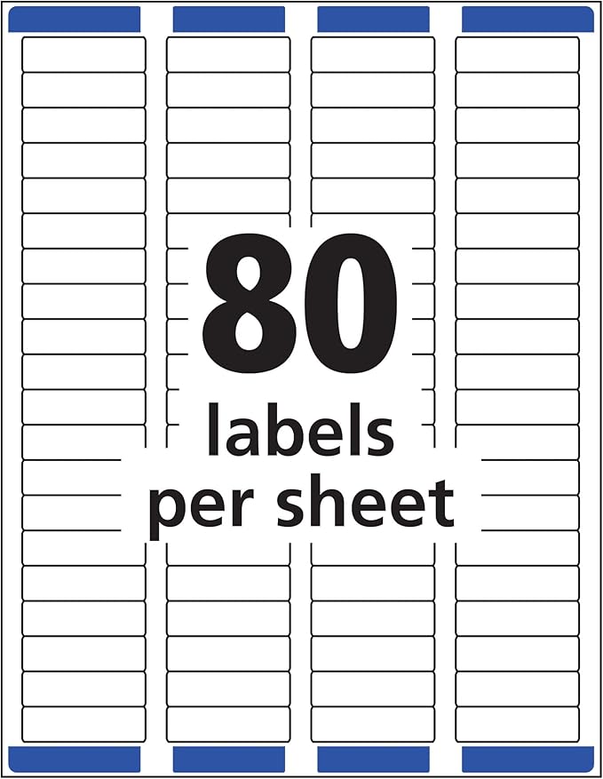 Avery Mailing Address Labels,Laser Printers, 2,000 Labels,1/2x1-3/4,Permanent Adhesive,Easy Peel,5 Packs(5267)