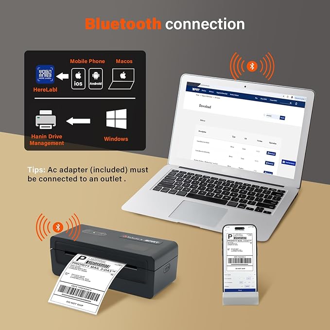 TOAUTO x iDPRT Bluetooth Thermal Label Printer, 4x6 Wireless Shipping Label Printer for Small Business, Office, Compatible with Android, iPhone, Windows, MacOS – Works with Amazon, Ebay, FedEx, DHL