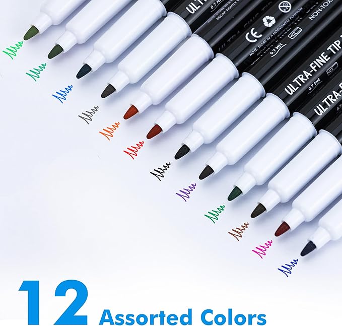 maxtek Dry Erase Markers Ultra Fine Tip, 36 Count 12 Colors, Low Odor, School Supplies Classroom Take Note Whiteboard Markers