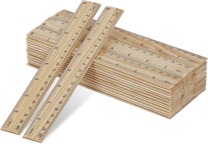 KINJOEK 72 Packs 8 Inch Wooden Rulers Bulk, 20cm Double Sided Pine Wood School Measuring Ruler for Home Student Office Use, 2 Scale