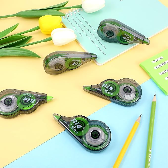 Yexiya 24 Pieces Correction Tapes Original Correction Wide Eraser Applicator Easy to Use Applicator Translucent Tapes Shows for Office Note Journal Scrapbooking, 0.2 Inch x 39.4 Feet