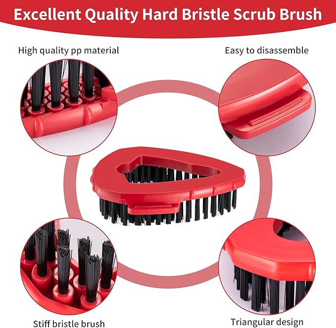 2 Pcs Scrub Brush Replacement Head for O Cedar EasyWring Spin Mop 1 Tank System, Shower Floor Scrubber, Microfiber Triangle Hard Bristle Cleaning Brush for Bathroom Kitchen Pool, Glass and Tile Walls