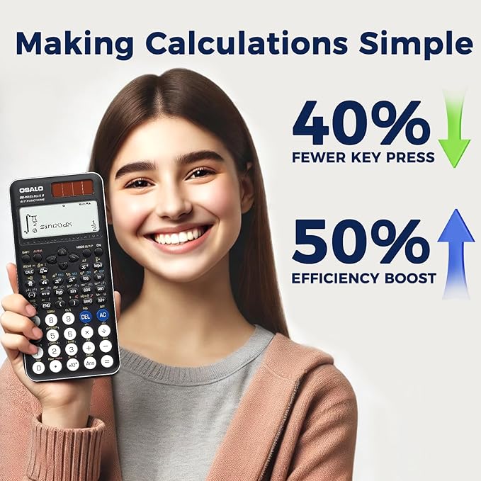 OSALO Scientific Calculator 417 Function 2 Line 10+2 Digits Written Display Solar and Battery Calculators for School College Students Secondary Black (OS 991ES Plus 2nd Edition)