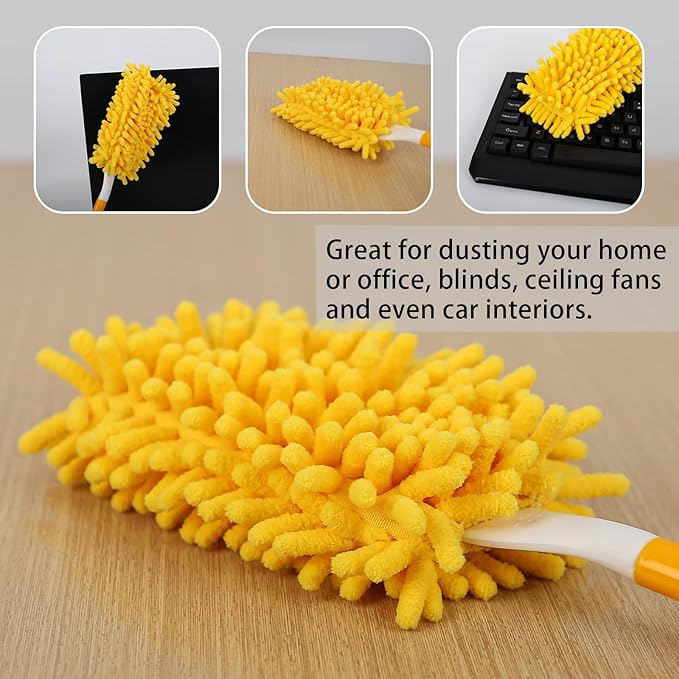 Reusable Duster Refill Compatible with Swiffer Hand Duster - 360 Heavy Duty Dusters Refills - Microfiber Ceiling Fan Duster for Swiffer Dusters Extended Handle, 4 Pack(Handle is Not Included)