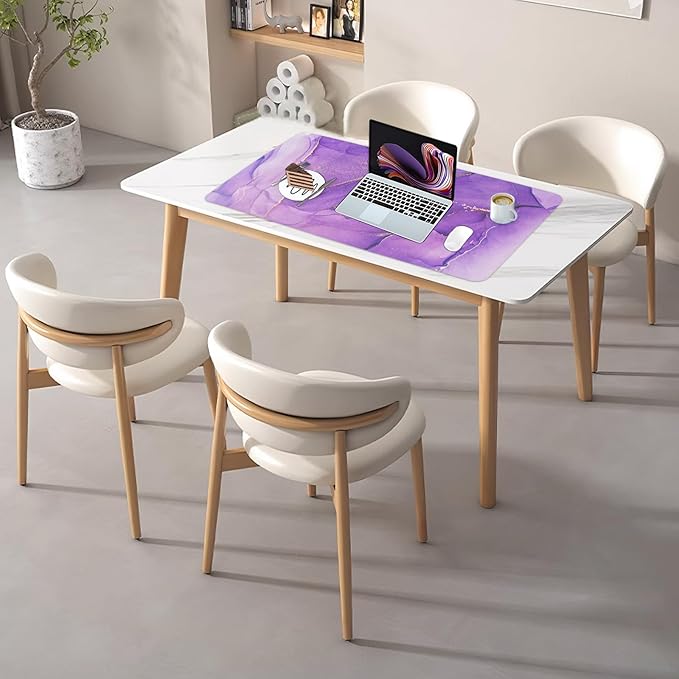 Desk Mat, Dual Leather Sided Desktop Pad for Office and Home, Ideal for Large Mouse Pad and Desk Mats (Purple Marble 31.5"x 15.7")