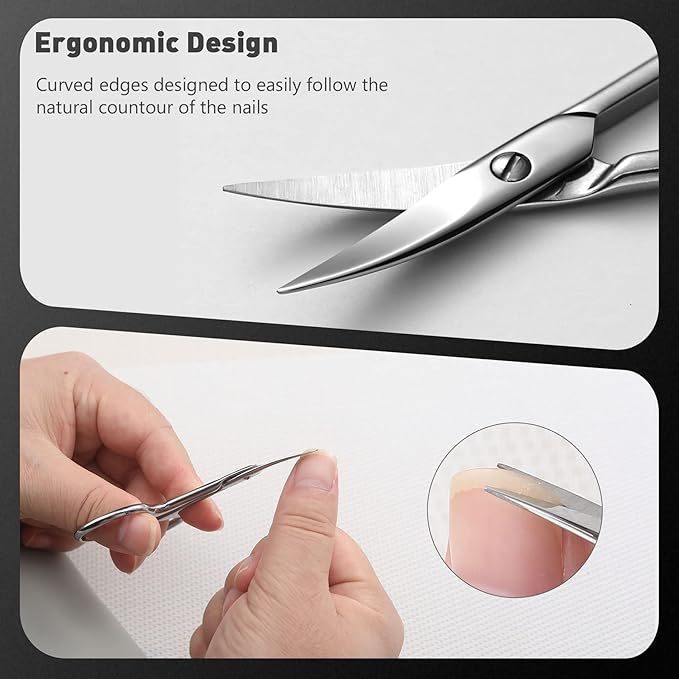 BEZOX Nail Scissors with Sharp Curved Blade - Nail Maintenance Toenail and Fingernail Scissor with Ergonomic Design for Men & Women