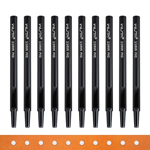 WUTA Leather Punches Round Hole Puncher Plating Titanium Hollow Punching Tool Working for Watch Band, Fabric, Plastic (10pcs 3.5m Hole Punch)