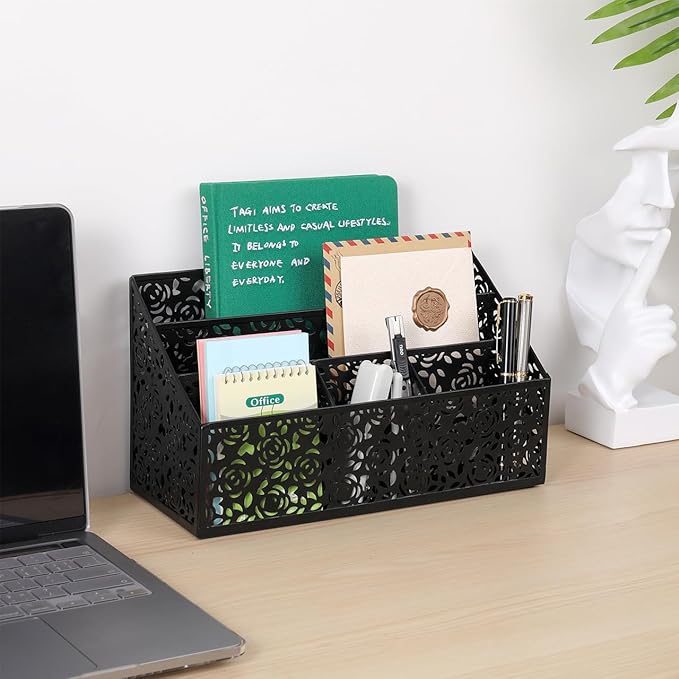 Mail Organizer Countertop, Modern Mail Holder Countertop, Desk Organizers and Accessories, Boho Desk Accessories, Bill Mail Papers Letters Organizer, Mail Sorters, Pencil holders(Black)