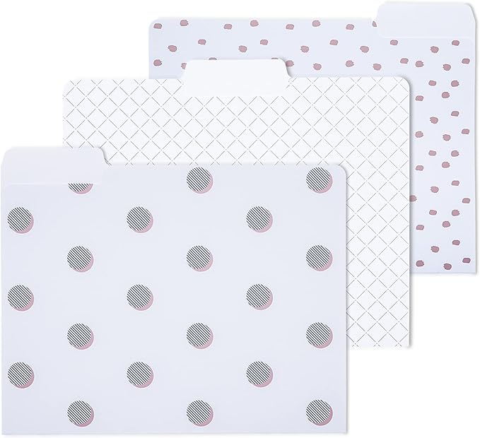 Y YOMA 12 Pack Rose Gold File Folders Letter Size Decorative File Folder Cute Pretty Colored Heavyweight Filing Folder Office Supplies File Organizers for Office School Home Desktop with 1/3-Cut Tab