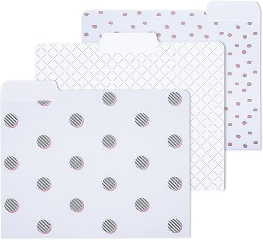 Y YOMA 12 Pack Rose Gold File Folders Letter Size Decorative File Folder Cute Pretty Colored Heavyweight Filing Folder Office Supplies File Organizers for Office School Home Desktop with 1/3-Cut Tab