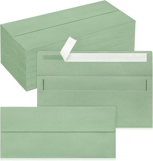 200 Pack #10 Business Envelopes, Self Seal Standard Sage Green Envelopes for Secure Business & Legal Mailing, Office, Checks, Letter, Invoices, 4 1/8 x 9 1/2 Inches