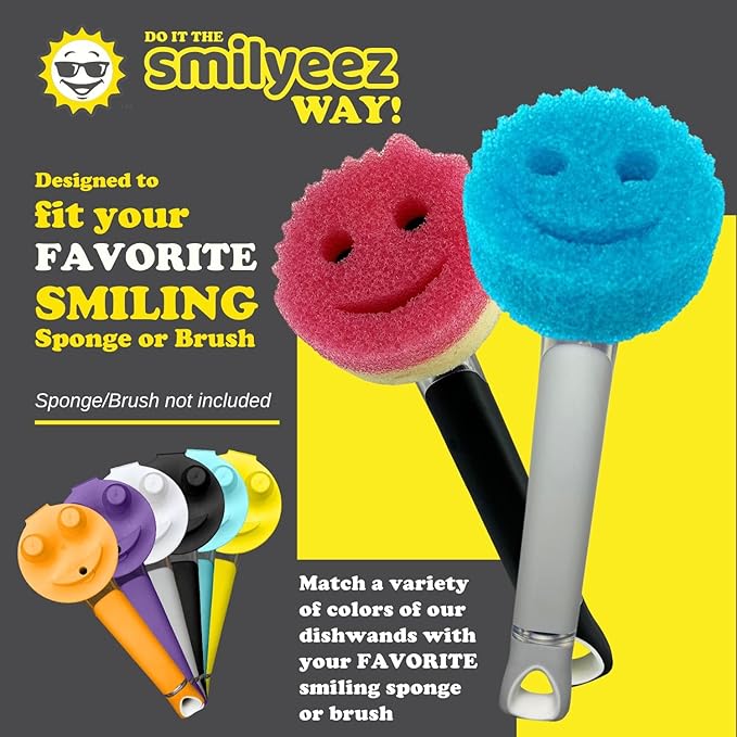The Original Smiling Handle with Soap Dispensing for Scrub Daddy (Reg. TM) Sponge and Scrub Moji Sponge (White)