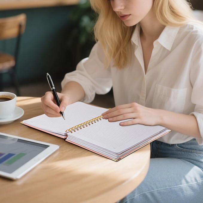 Yoment Hardcover Spiral Notebooks for Work School, B5 Journal Notebook with Tabs Dividers, Multi 5 Subject Notebook College Ruled, 240 Pages Lined Journal for Women, Pink