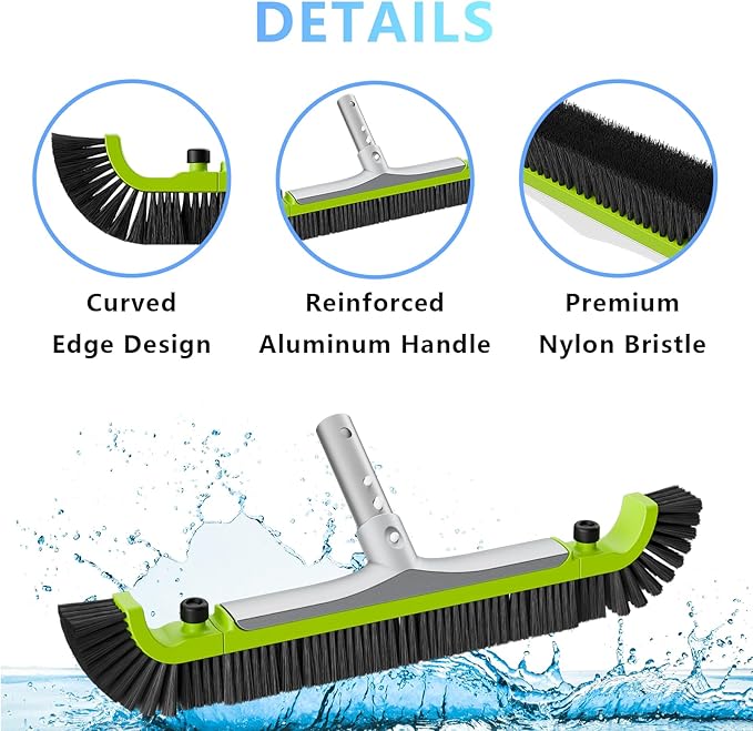 Sepetrel 20” Pool Brush Head for Cleaning Walls,Heavy Duty Inground/Above Ground Swimming Pool Scrub Brushes with Premium Strong Bristle & Reinforced Aluminium Back