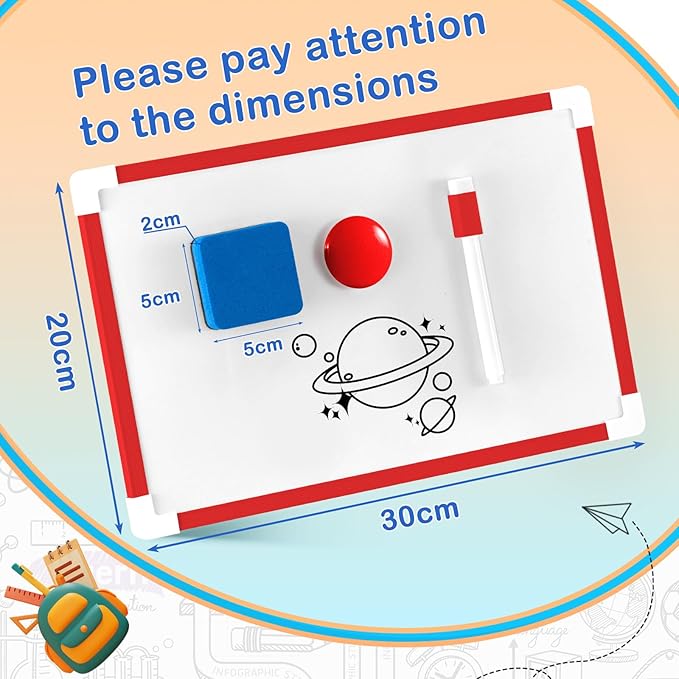 Colarr 6 Set Hanging Magnetic Dry Erase Board 8'' x 12'' Small Double Side White Board for Kid, Education Classroom Bulk, Mini Whiteboard Drawing Writing Lapboards for Student Kid to Do List Notepad