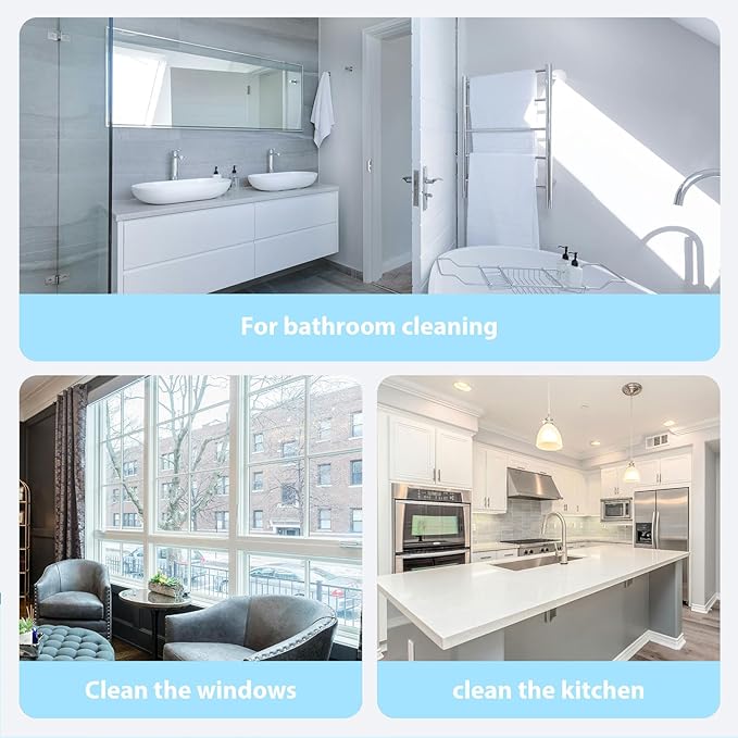 CUNBIYINA 3 in 1 Window Cleaning Scraper Shower Squeegee for Glass Doors Mirror with Sprayer Squiggy for Windshield Cleaner Tool Washing Spray Home Floor Scraper(Blue:Long Style)