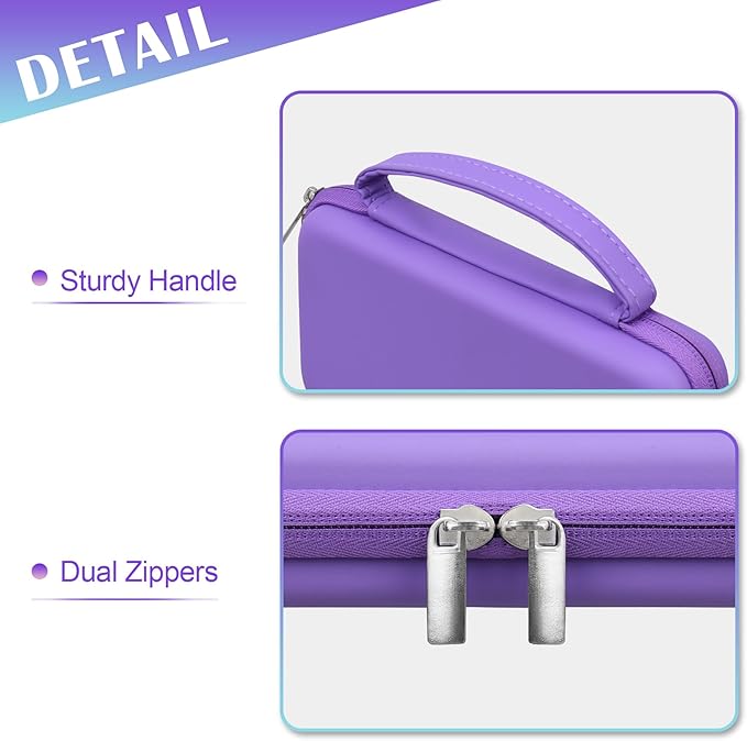 BOVKE Hard Travel Case for Texas Instruments TI-84 Plus CE/TI-84 Plus/TI-83 Plus CE/TI-83 Plus/Casio fx-9750GIII Graphing Calculator, Mesh Pocket for USB Cables, Manual, Pens, Accessories, Purple