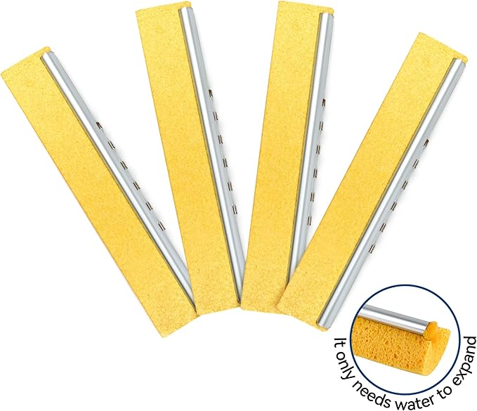 4 Pack of Replaceable Compressed Cellulose Sponge Mop Heads,Size:12.8 Inch(only 4 mop Heads not Include Handle)
