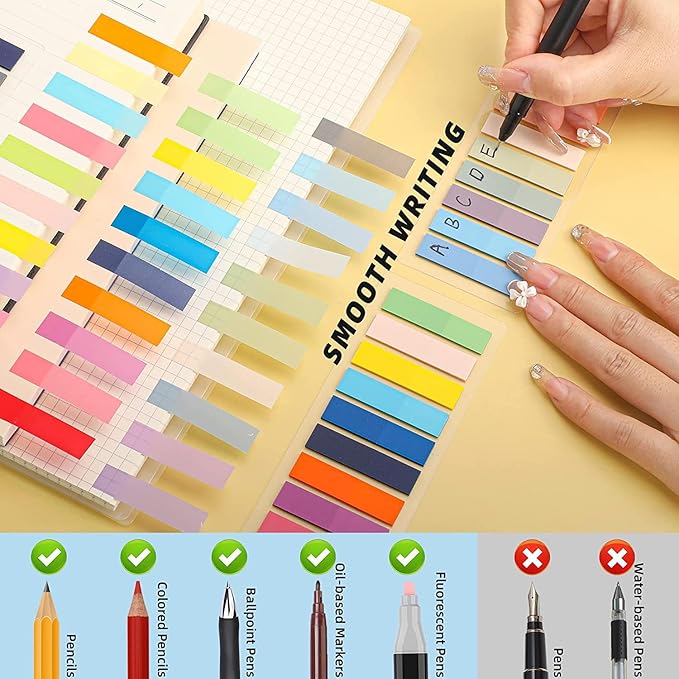 3200Pcs Sticky Tabs Book Tabs, Translucent Sticky Notes, Repositionable Annotation Tabs, Morandi Book Flags Marks, Writable File Folder Labels, Page Tabs, File Index Tabs (3200)