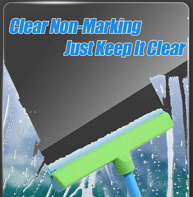 Recyclable Silicone Window Squeegee Kit, 3 in 1 Window Cleaning Scraper, Squeegee and Scrubber with Microfiber, Easy to Clean Without Streaks, for Windows, Walls, Car Windshields (1PCS)