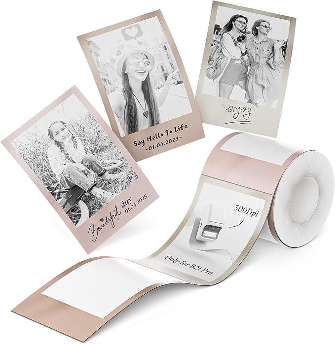 NIIMBOT Photo Papers Only for B21 Pro 300DPI Label Maker, Thermal Picture Labels Good Idea to Print Photos, Beauty Memories, Note,List (2.13''x3.3''-54x84mm)
