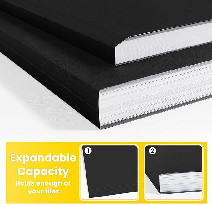 SUNEE File Folders, 100 Pack Manilla Folders 8.5 x 11, Colored Folder Office Organization Home School Folders for Documents Files Paper, Black