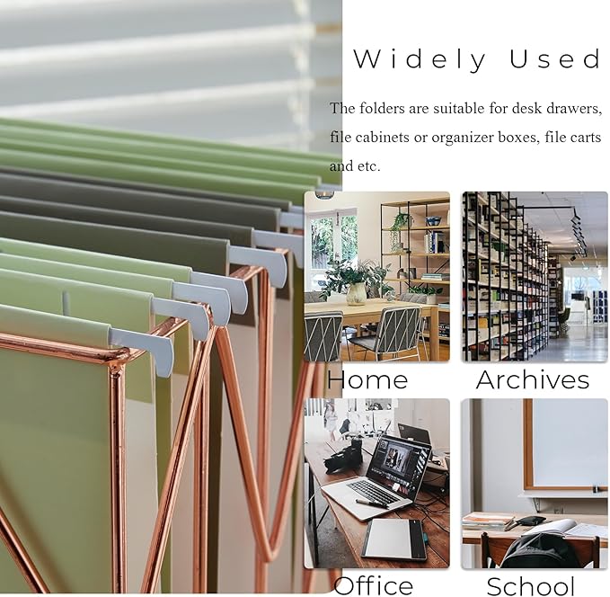 Y YOMA 6 Pack Gradient Hanging File Folders Letter Size Decorative Hanging Folder Pretty File Folder Organizer for Filing Cabinet Office Home with 1/5-Cut Adjustable Tabs, Leaf Green