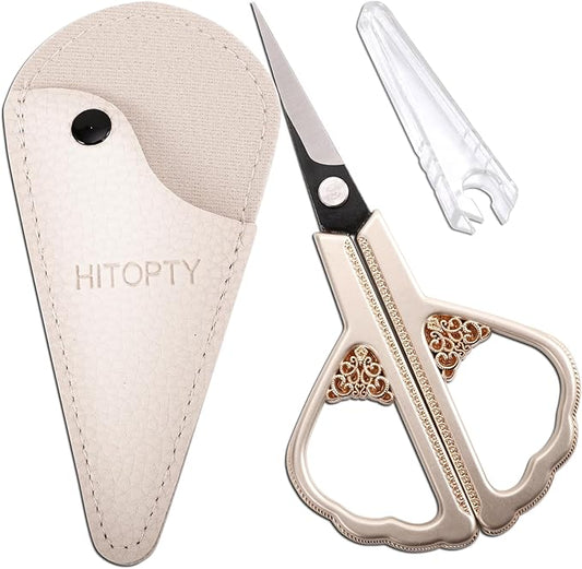 Small Craft Scissors - Little Flat Scissor with Cover, Sharp Tiny Scissors All Purpose for Thread Paper Cutting, Needlepoint Art Work DIY Tools Home Office