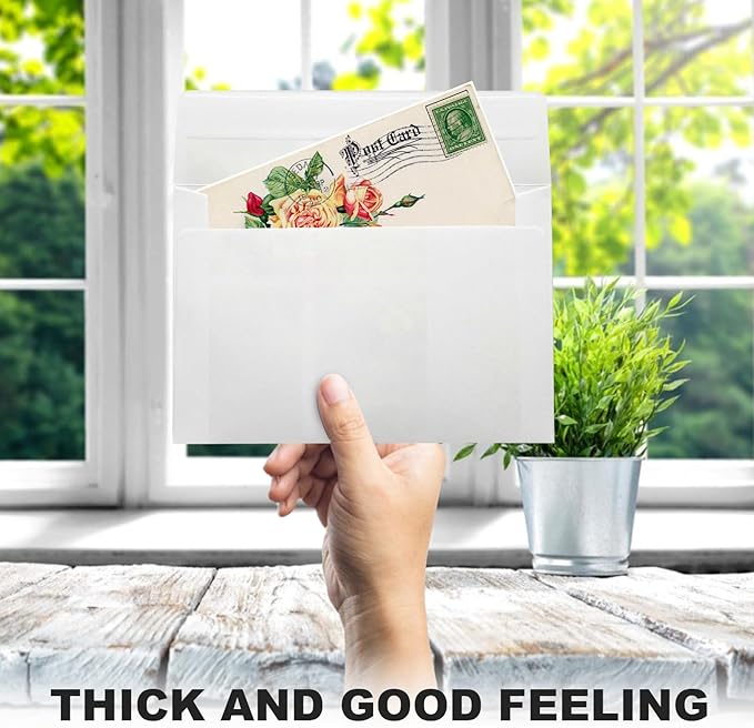 50 Pack White A7 & 5x7 Self-Sealing Envelopes for Invitations, Photos, Cards & Mailings - Wedding & Occasion Ready