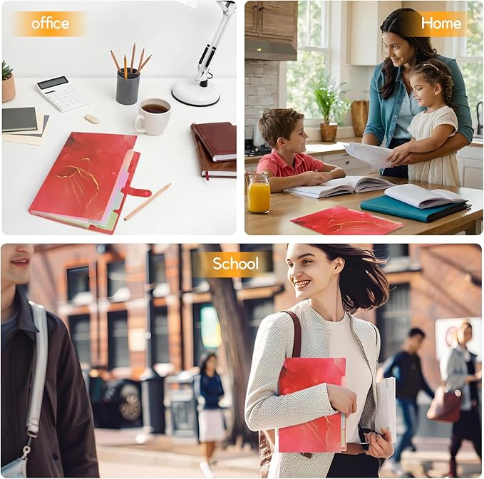 Expanding File Folder, Aesthetic Folders for School, Accordion File Organizer, Aesthetic Folder with Labels,5 Pockets Important Document Folders for School Office Homee(Rose Gold)