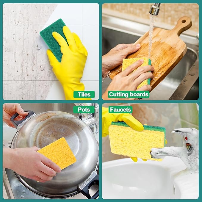 Sponges Kitchen,Non-Scratch Dish Sponge,Biodegradable Sponges for Dishes,The Most Suitable for Cleaning Kitchen Tableware and pots - 24 Pack
