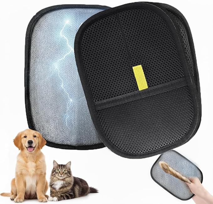 WANGIRO Pet Hair Remover Glove (2-Pack)-Reusable Dog & Cat Fur Remover Mitt for Furniture, Couch, Clothes, Bedding & Car Interior-High-Efficiency Lint Brush with Breathable Mesh, 7" x 9.5"