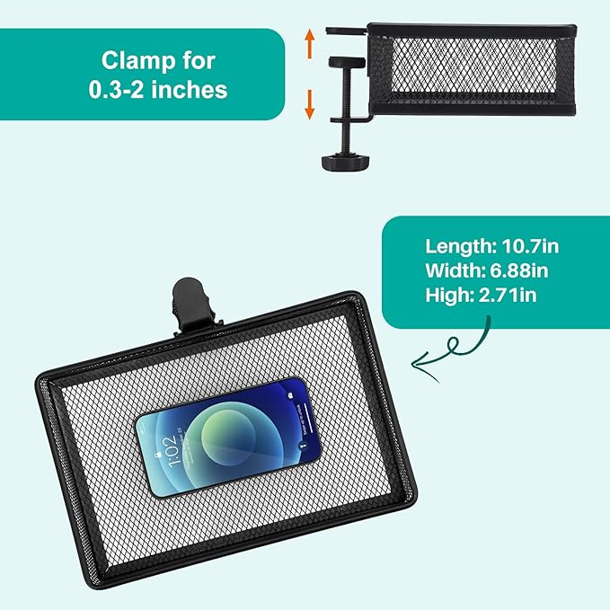 Clip-on Drawer organizers, desk organizer,can be clipped around the table to store small items. (Black - Big), Bronze Gold